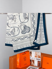 HERMES 26S SCARF 135 IN SILK AND CASHMERE 498484
