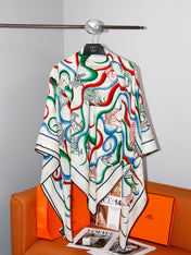 HERMES 26S SCARF 135 IN SILK AND CASHMERE 498489