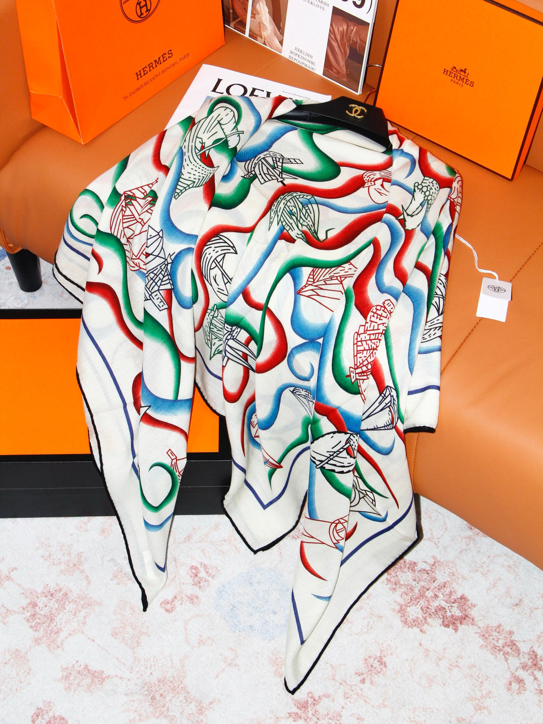HERMES 26S SCARF 135 IN SILK AND CASHMERE 498489