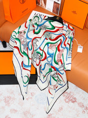 HERMES 26S SCARF 135 IN SILK AND CASHMERE 498489
