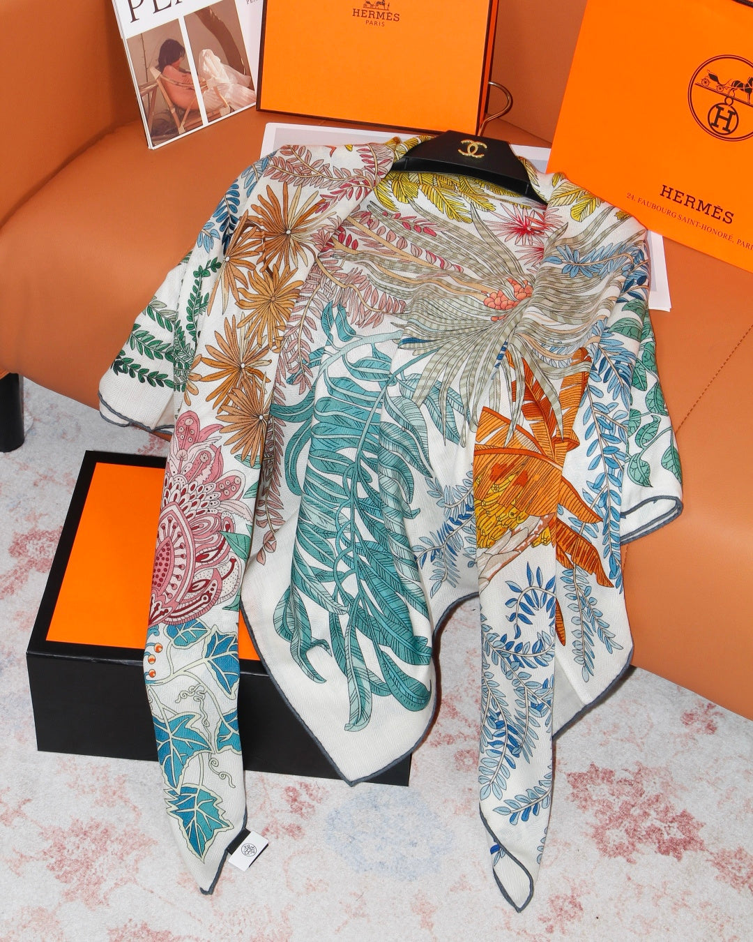 HERMES 26S SCARF 135 IN SILK AND CASHMERE 499967