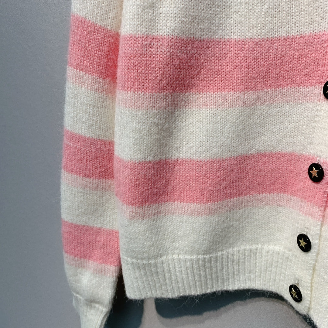 DIOR 26S STRIPED V-NECK CARDIGAN 999