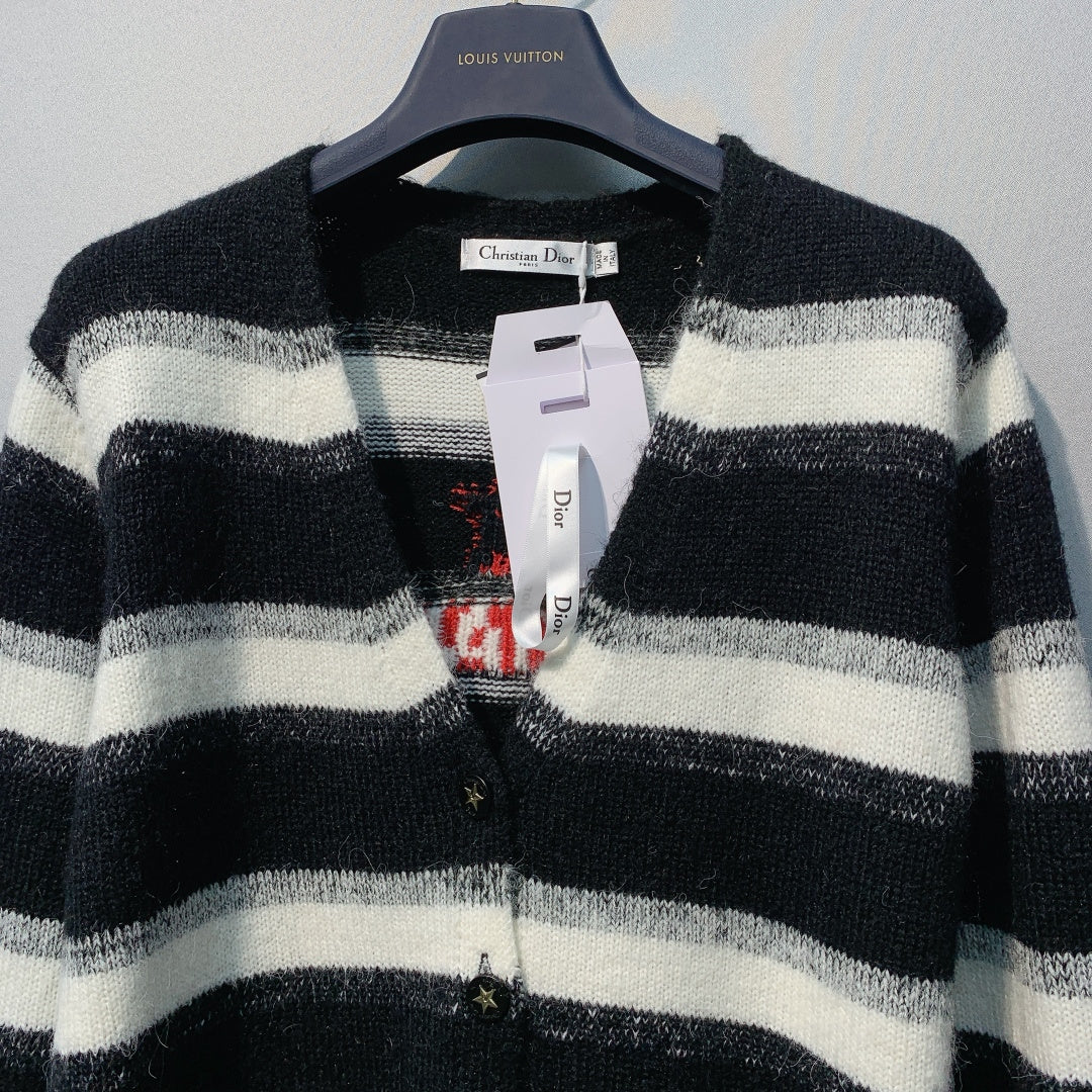 DIOR 26S STRIPED V-NECK CARDIGAN 998