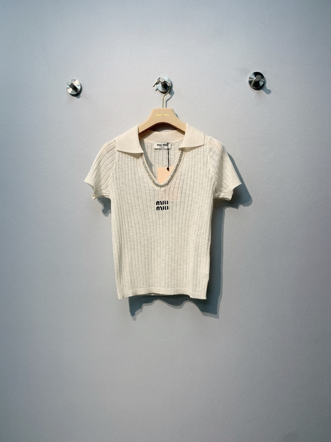 MIUMIU 26S SHORT-SLEEVED KNIT POLO SHIRT STYLE 1089