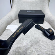 CHANEL 26S FLAT SLIDES IN BLACK LAMBSKIN