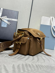 PRADA 25S EXPLORE LARGE SHOULDER BAG 30 IN CARAMEL RE-NYLON WITH FLAP