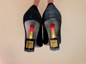 BALMAIN 26S HIGH HEELS 100 MM IN BLACK SUEDE
