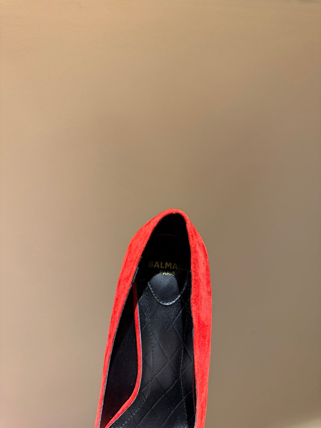 BALMAIN 26S HIGH HEELS 100 MM IN RED SUEDE