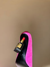 BALMAIN 26S HIGH HEELS 100 MM IN DARK PINK SUEDE