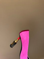 BALMAIN 26S HIGH HEELS 100 MM IN DARK PINK SUEDE