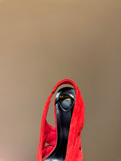 BALMAIN 26S SLINGBACK HEELS 100 MM IN RED SUEDE