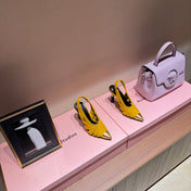 BALMAIN 26S SLINGBACK HEELS 100 MM IN SUNFLOWER YELLOW SUEDE