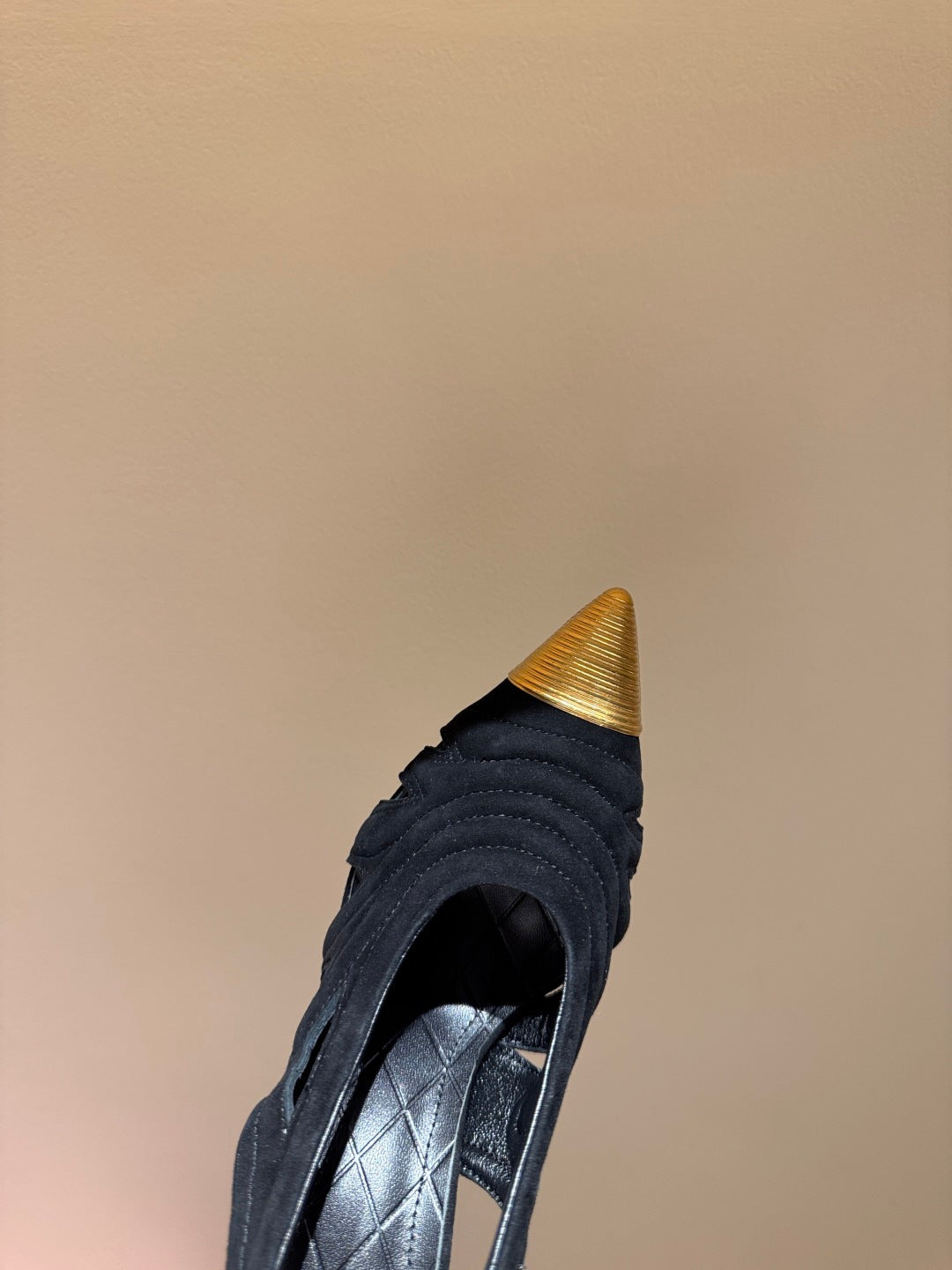 BALMAIN 26S SLINGBACK HEELS 100 MM IN BLACK SUEDE