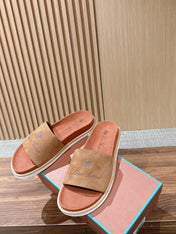 LP 26S SLIDES SANDAL IN BROWN SUEDE WITH LOGO