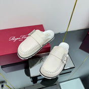 SLIDY VIV' MULES IN OFF WHITE CALFSKIN