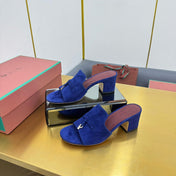 LP BLOCK HEEL SANDALS 25S IN NAVY BLUE SUEDE