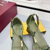 GG THONG SANDALS 25S IN DARK GREEN LAMBSKIN WITH GOLD HARDWARE