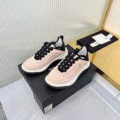 CHANEL 26S PLATFORM SNEAKERS IN LIGHT PINK SUEDE WITH CC LOGO