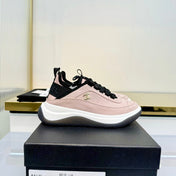 CHANEL 26S PLATFORM SNEAKERS IN LIGHT PINK SUEDE WITH CC LOGO