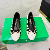 CHANEL 26S FLAT SHOES IN BEIGE AND BLACK LEOPARD PRINT PONY HAIR