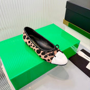 CHANEL 26S FLAT SHOES IN LIGHT BROWN AND BLACK LEOPARD PRINT PONY HAIR
