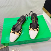 CHANEL 26S FLATS SLINGBACK IN WHITE PATENT CALFSKIN WITH LIGHT YELLOW PONY HAIR