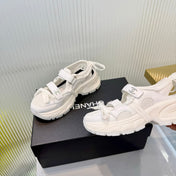 CHANEL 26S VELCRO SNEAKERS IN WHITE CALFSKIN WITH BOW