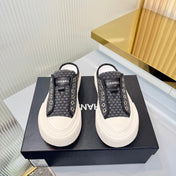 CHANEL 26S MULE SNEAKERS IN BLACK CHECKERED WOVEN DENIM FABRIC STYLE 5