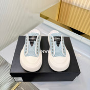 CHANEL 26S MULE SNEAKERS IN LIGHT BLUE WOVEN FABRIC STYLE 3