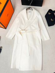 HERMES 25S LAPEL-COLLAR CASHMERE COAT 209