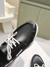CELINE 26S LACE-UP LOAFERS IN BLACK CALFSKIN
