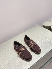 CELINE 26S LACE-UP LOAFERS IN DARK BROWN SUEDE