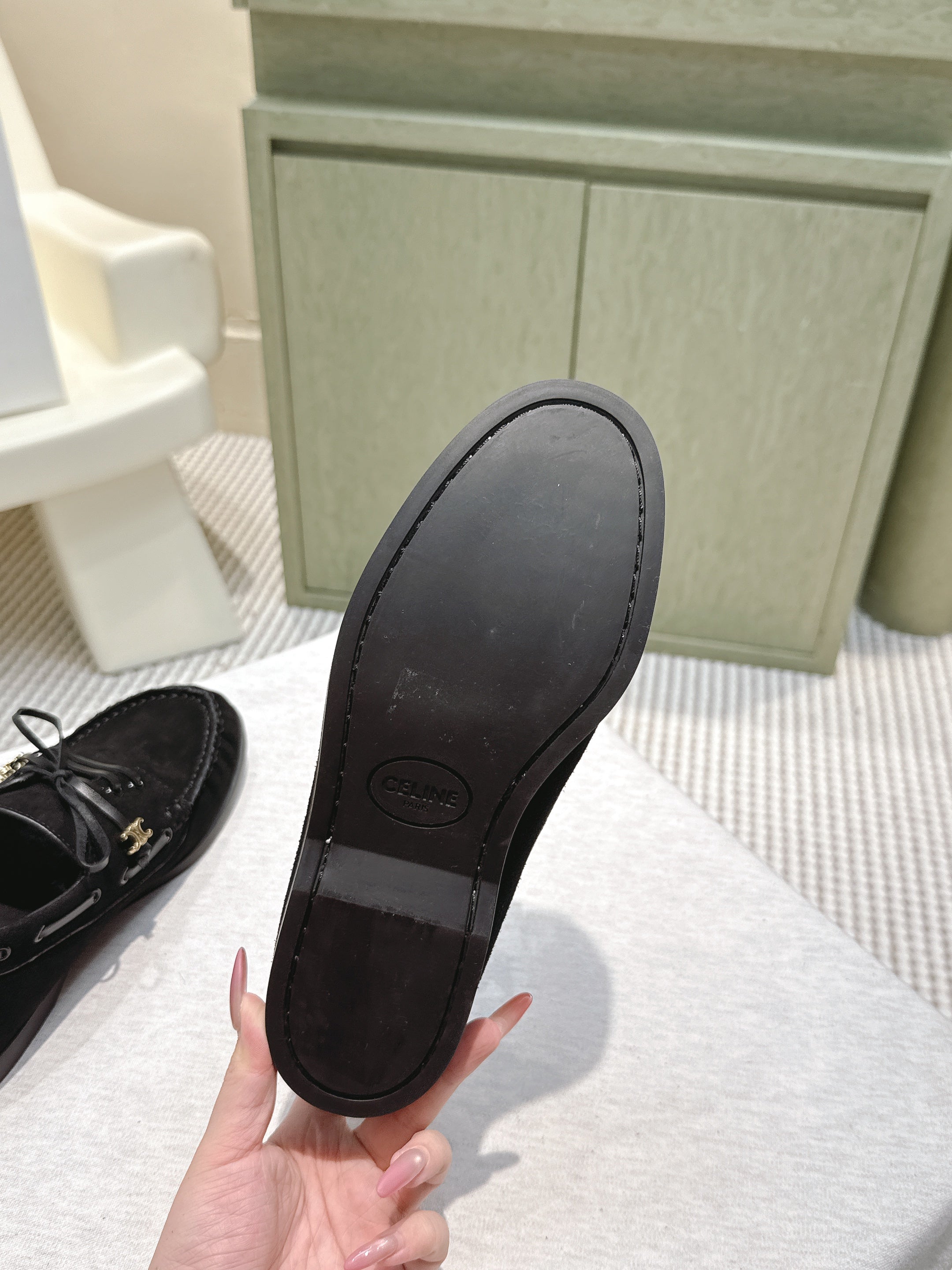 CELINE 26S LACE-UP LOAFERS IN BLACK SUEDE