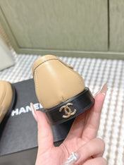 CHANEL 25S GODDESS FLAT LOAFERS IN WARM BEIGE CALFSKIN GOLD HARDWARE