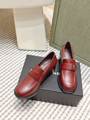 CHANEL 25S GODDESS MOCCASIN LOAFERS 65MM IN DARK RED CALFSKIN GOLD HARDWARE