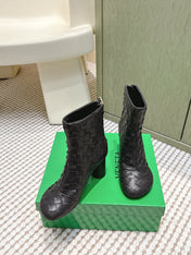 BOTTEGA VENETA 26S INTRECCIATO BOOTS 70 MM IN BLACK LAMBSKIN
