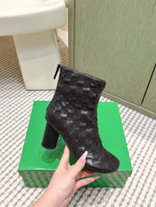BOTTEGA VENETA 26S INTRECCIATO BOOTS 70 MM IN BLACK LAMBSKIN