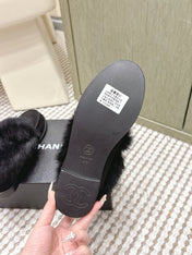 CHANEL 25S LOAFERS MOCCASIN IN BLACK SUEDE WITH MINK FUR LINING