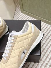 CHANEL 25S SNEAKERS IN LIGHT YELLOW CALFSKIN AND SUEDE