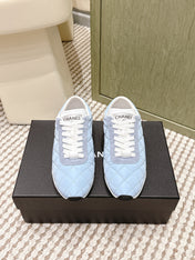 CHANEL 25S SNEAKERS IN LIGHT BLUE CALFSKIN AND SUEDE
