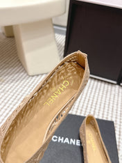 CHANEL 26S BALLET FLATS IN BEIGE MESH AND FABRIC