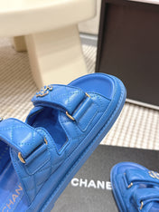 CHANEL 26S SANDALS IN BLUE CALFSKIN