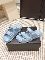 CHANEL 26S SANDALS IN LIGHT BLUE CALFSKIN