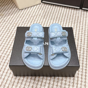 CHANEL 26S SANDALS IN LIGHT BLUE CALFSKIN