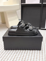 CHANEL 26S SANDALS IN BLACK CALFSKIN