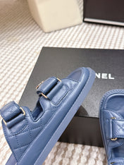 CHANEL 26S SANDALS IN SLATE BLUE CALFSKIN