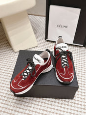 CHANEL 26S PLATFORM SNEAKERS 30 MM IN RED SUEDE WITH WHITE FABRIC