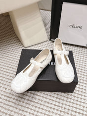 CHANEL 26S MARY JANE FLATS IN WHITE LAMBSKIN WITH CC LOGO
