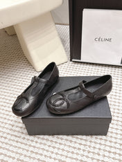 CHANEL 26S MARY JANE FLATS IN BLACK LAMBSKIN WITH  CC LOGO