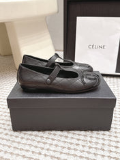CHANEL 26S MARY JANE FLATS IN BLACK LAMBSKIN WITH  CC LOGO